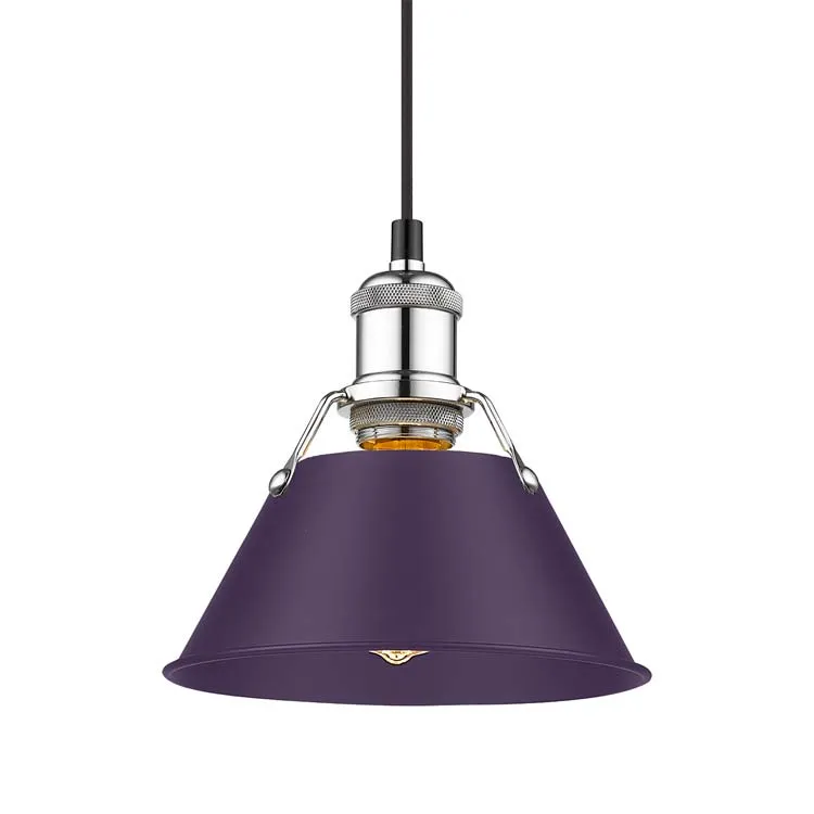 Yep by Golden Lighting Orwell 1-light 8in Pendant in Chrome and Exotic Purple shade — Golden Lighting LED Pendant Lights  