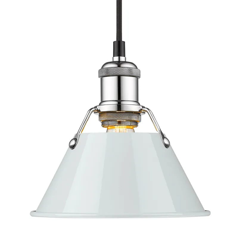 Yep by Golden Lighting Orwell 1-light 8in Pendant in Chrome and Dusky Blue shade — Golden Lighting LED Pendant Lights  
