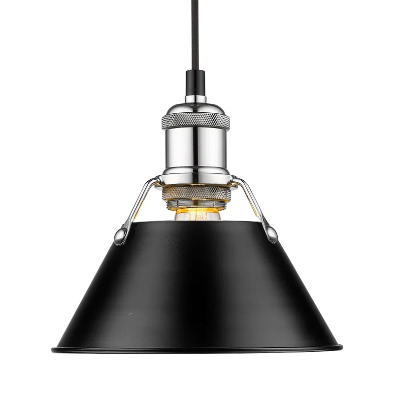 Yep by Golden Lighting Orwell 1-light 8in Pendant in Chrome and Matte Black shade — Golden Lighting LED Pendant Lights  