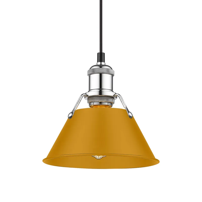 Yep by Golden Lighting Orwell 1-light 8in Pendant in Chrome and Auric Yellow shade — Golden Lighting LED Pendant Lights  