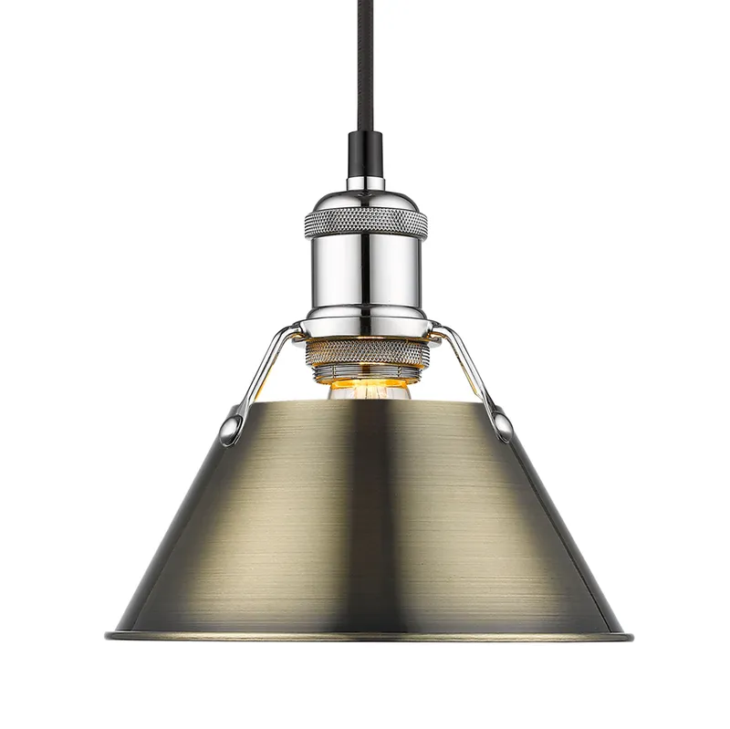 Yep by Golden Lighting Orwell 1-light 8in Pendant in Chrome and Aged Brass shade — Golden Lighting LED Pendant Lights  