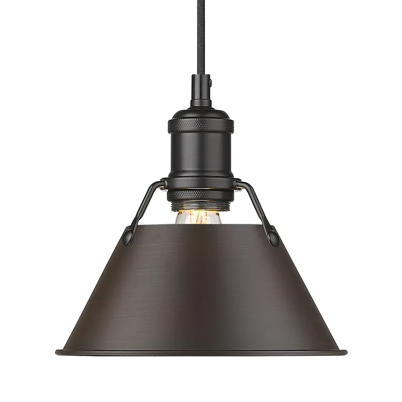 Yep by Golden Lighting Orwell 1-light 8in Pendant in Matte Black and Rubbed Bronze shade — Golden Lighting LED Pendant Lights  