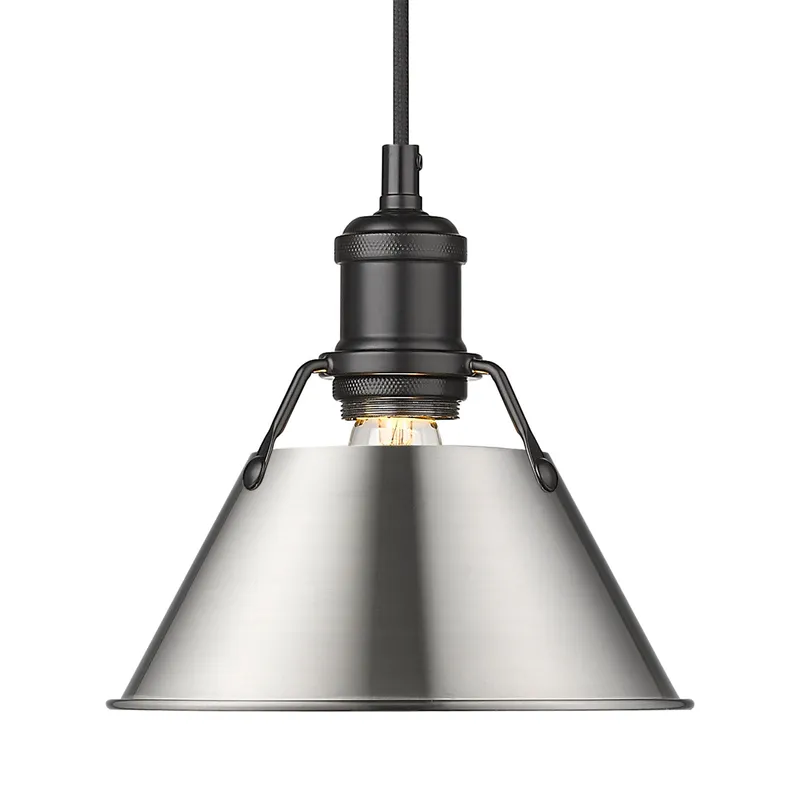 Yep by Golden Lighting Orwell 1-light 8in Pendant in Matte Black and Pewter shade — Golden Lighting LED Pendant Lights  