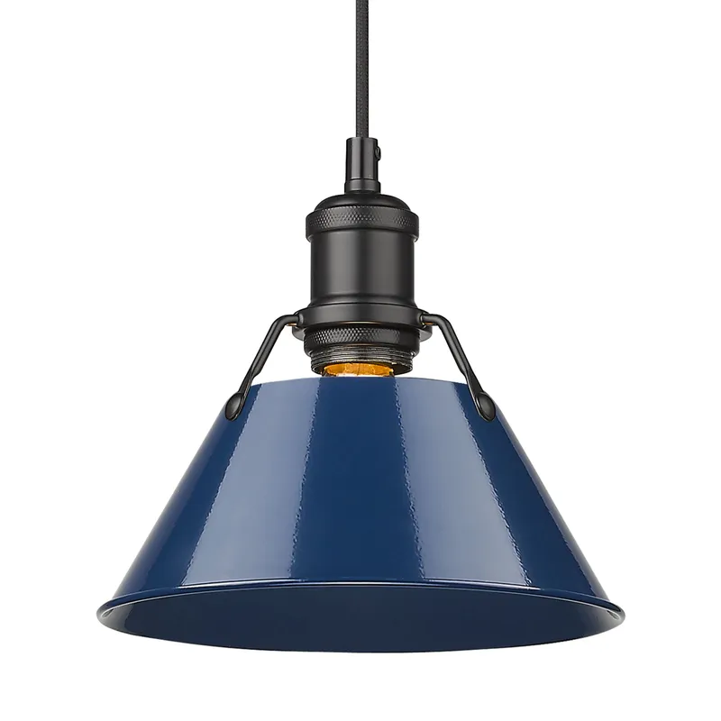 Yep by Golden Lighting Orwell 1-light 8in Pendant in Matte Black and Navy Blue shade — Golden Lighting LED Pendant Lights  
