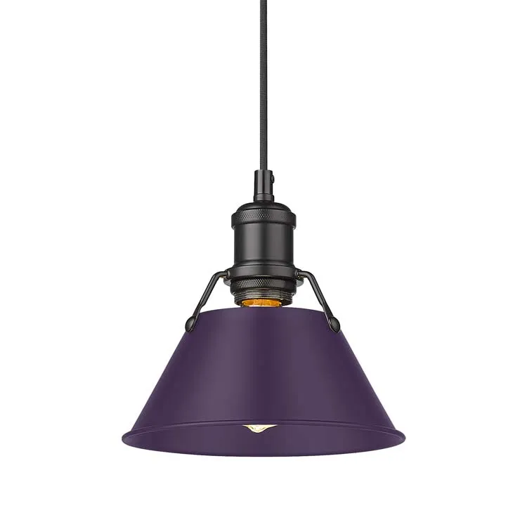 Yep by Golden Lighting Orwell 1-light 8in Pendant in Matte Black and Exotic Purple shade — Golden Lighting LED Pendant Lights  