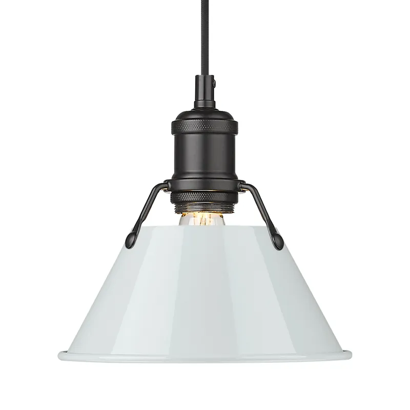 Yep by Golden Lighting Orwell 1-light 8in Pendant in Matte Black and Dusky Blue shade — Golden Lighting LED Pendant Lights  