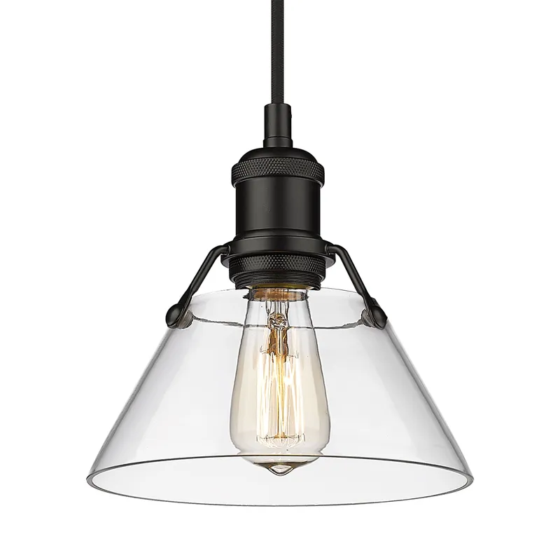 Yep by Golden Lighting Orwell 1-light 8in Pendant in Matte Black and Clear Glass — Golden Lighting LED Pendant Lights  