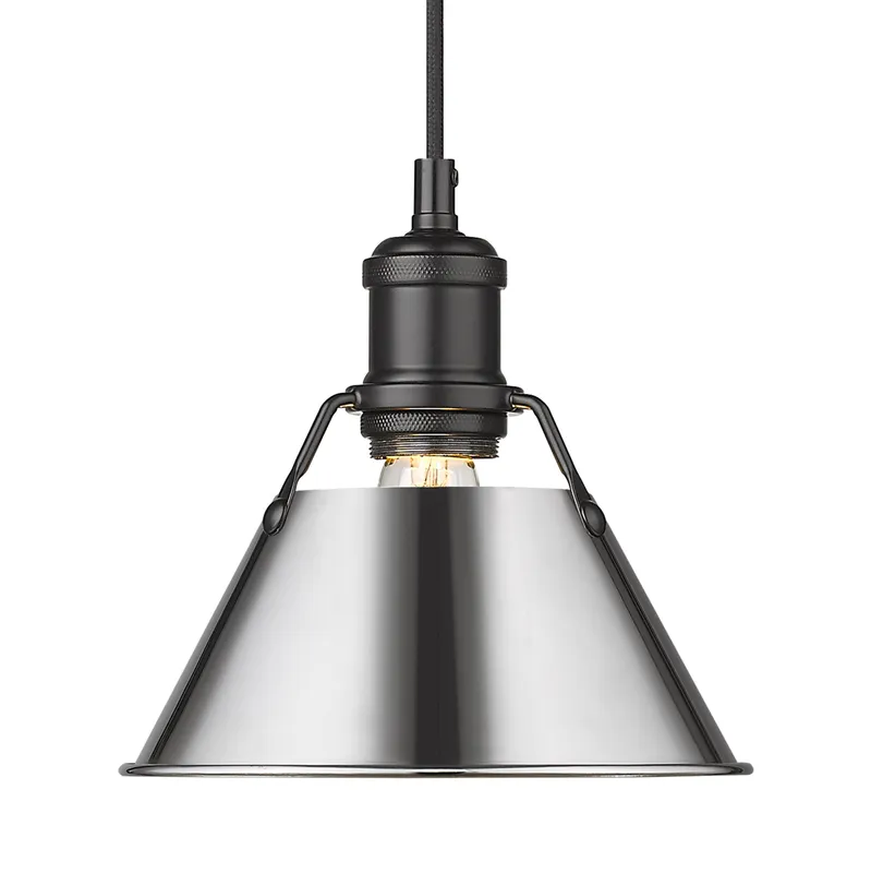 Yep by Golden Lighting Orwell 1-light 8in Pendant in Matte Black and Chrome shade — Golden Lighting LED Pendant Lights  