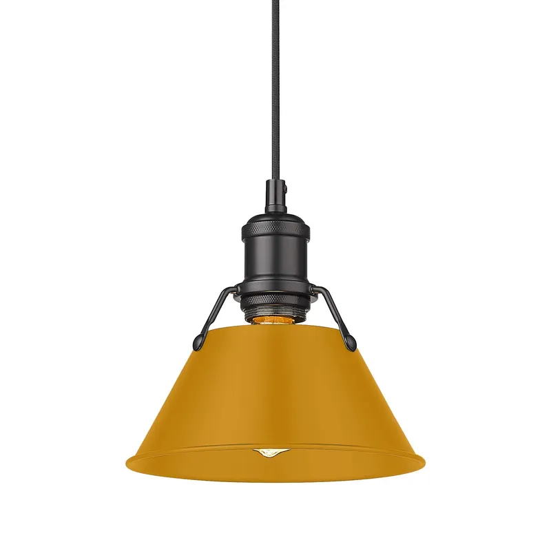 Yep by Golden Lighting Orwell 1-light 8in Pendant in Matte Black and Auric Yellow shade — Golden Lighting LED Pendant Lights  