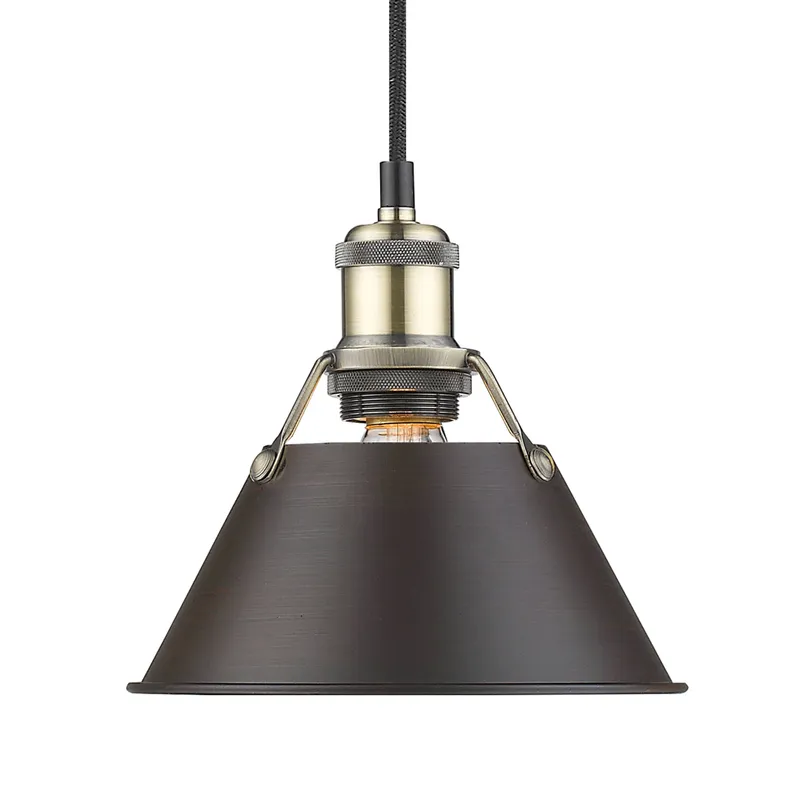 Yep by Golden Lighting Orwell 1-light 8in Pendant in Aged Brass and Rubbed Bronze shade — Golden Lighting LED Pendant Lights  