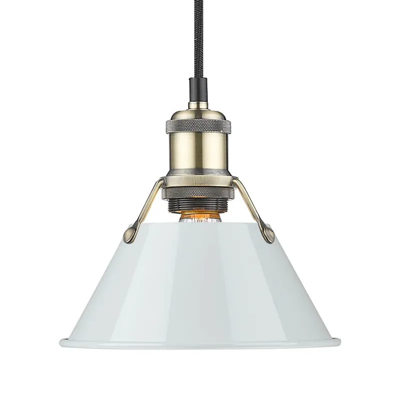 Yep by Golden Lighting Orwell 1-light 8in Pendant in Aged Brass and Dusky Blue shade — Golden Lighting LED Pendant Lights 100.0W 