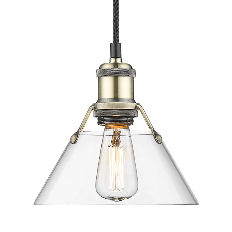 Yep by Golden Lighting Orwell 1-light 8in Pendant in Aged Brass and Clear Glass — Golden Lighting LED Pendant Lights 100.0W 