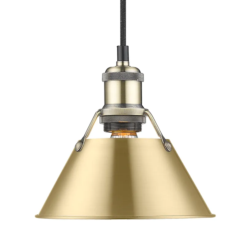 Yep by Golden Lighting Orwell 1-light 8in Pendant in Aged Brass and Brushed Champagne Brass shade — Golden Lighting LED Pendant Lights 100.0W 