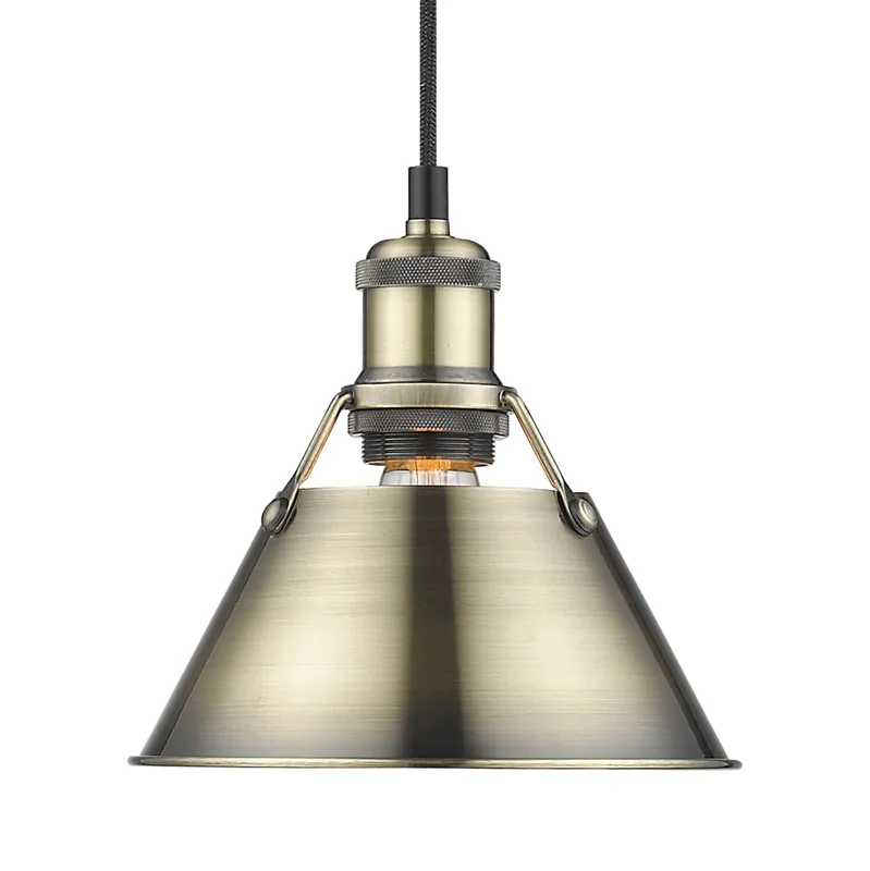 Yep by Golden Lighting Orwell 1-light 8in Pendant in Aged Brass — Golden Lighting LED Pendant Lights 100.0W 