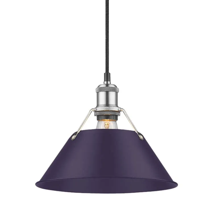 Yep by Golden Lighting Orwell 1-light 10in Pendant in Pewter and Exotic Purple shade — Golden Lighting LED Pendant Lights 100.0W 