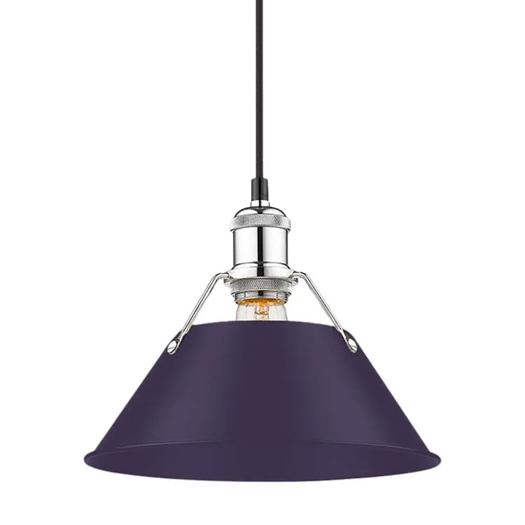 Yep by Golden Lighting Orwell 1-light 10in Pendant in Chrome and Exotic Purple shade — Golden Lighting LED Pendant Lights  