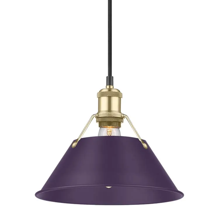 Yep by Golden Lighting Orwell 1-light 10in Pendant in Brushed Champagne Brass and Exotic Purple shade — Golden Lighting LED Pendant Lights 100.0W 