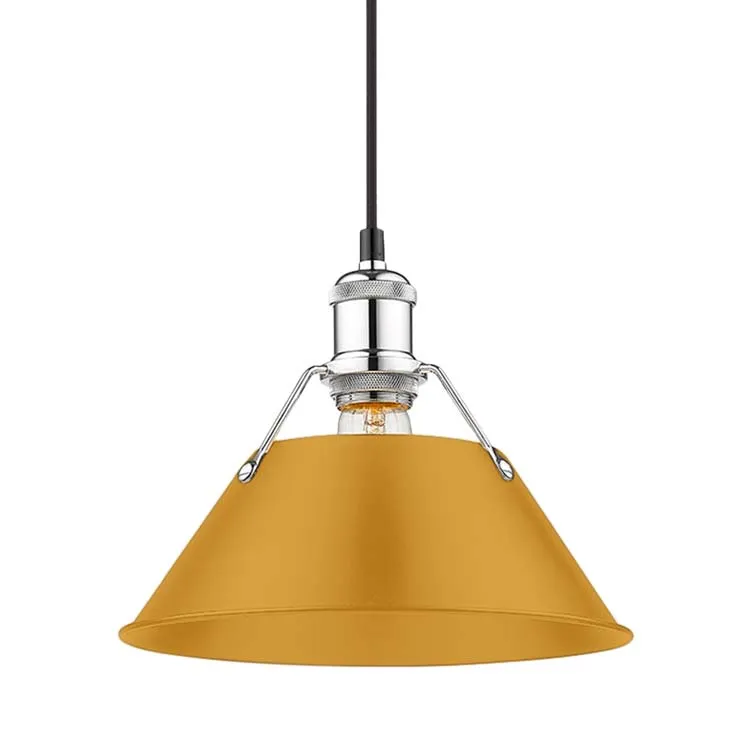 Yep by Golden Lighting Orwell 1-light 10in Pendant in Chrome and Auric Yellow shade — Golden Lighting LED Pendant Lights 100.0W 