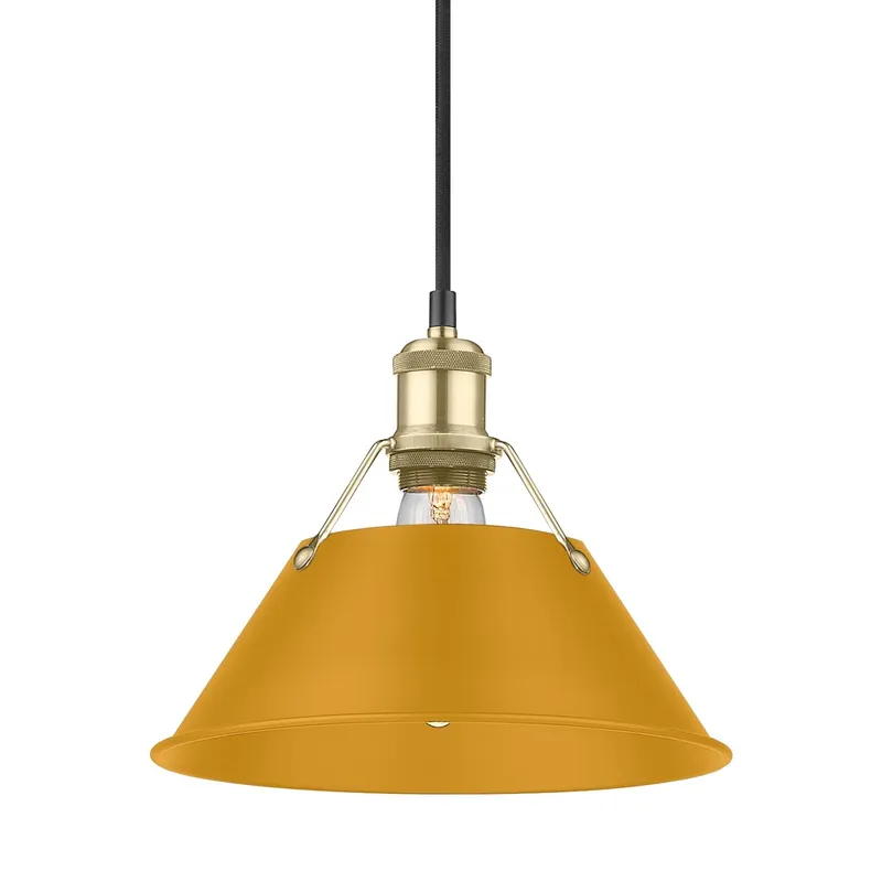 Yep by Golden Lighting Orwell 1-light 10in Pendant in Brushed Champagne Brass and Auric Yellow shade — Golden Lighting LED Pendant Lights  