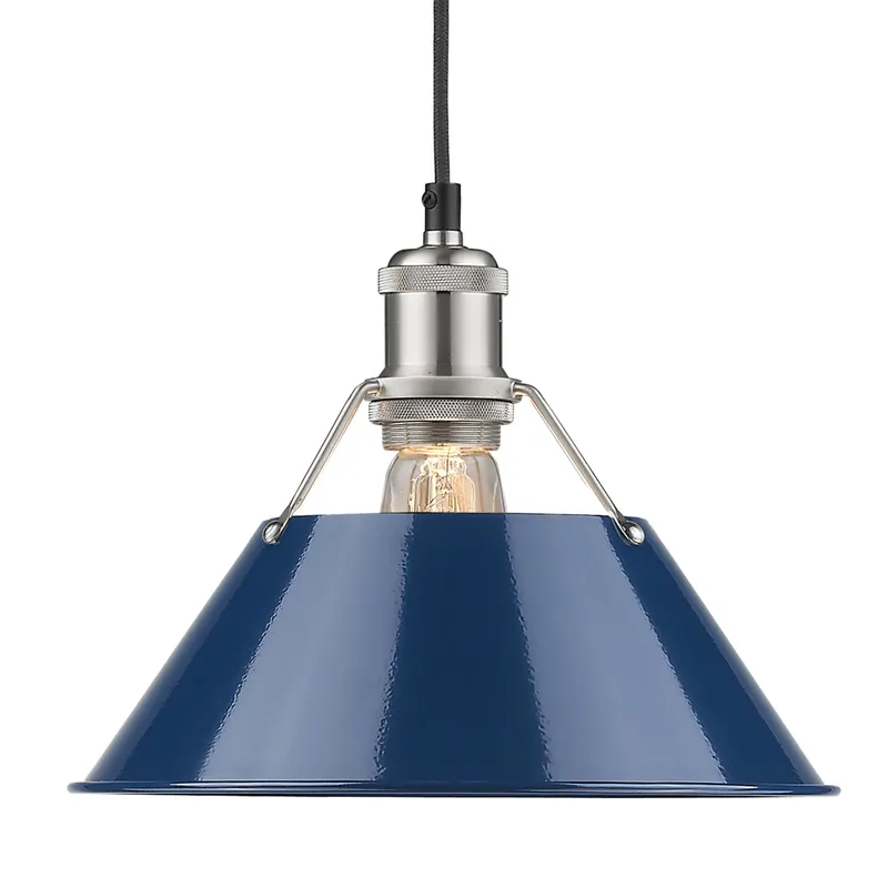Yep by Golden Lighting Orwell 1-light 10in Pendant in Pewter and Navy Blue shade — Golden Lighting LED Pendant Lights 100.0W 