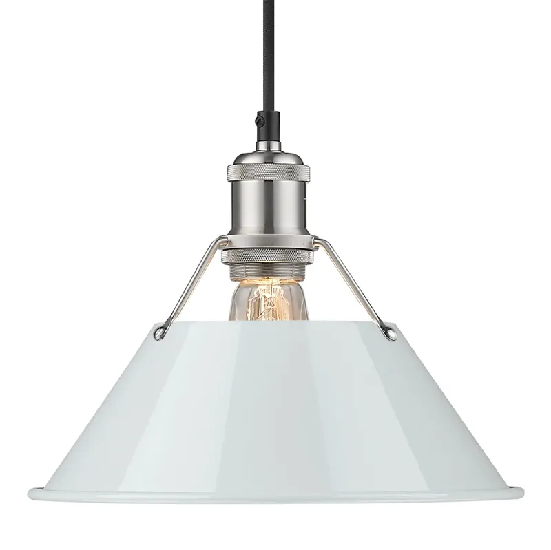 Yep by Golden Lighting Orwell 1-light 10in Pendant in Pewter and Dusky Blue shade — Golden Lighting LED Pendant Lights  