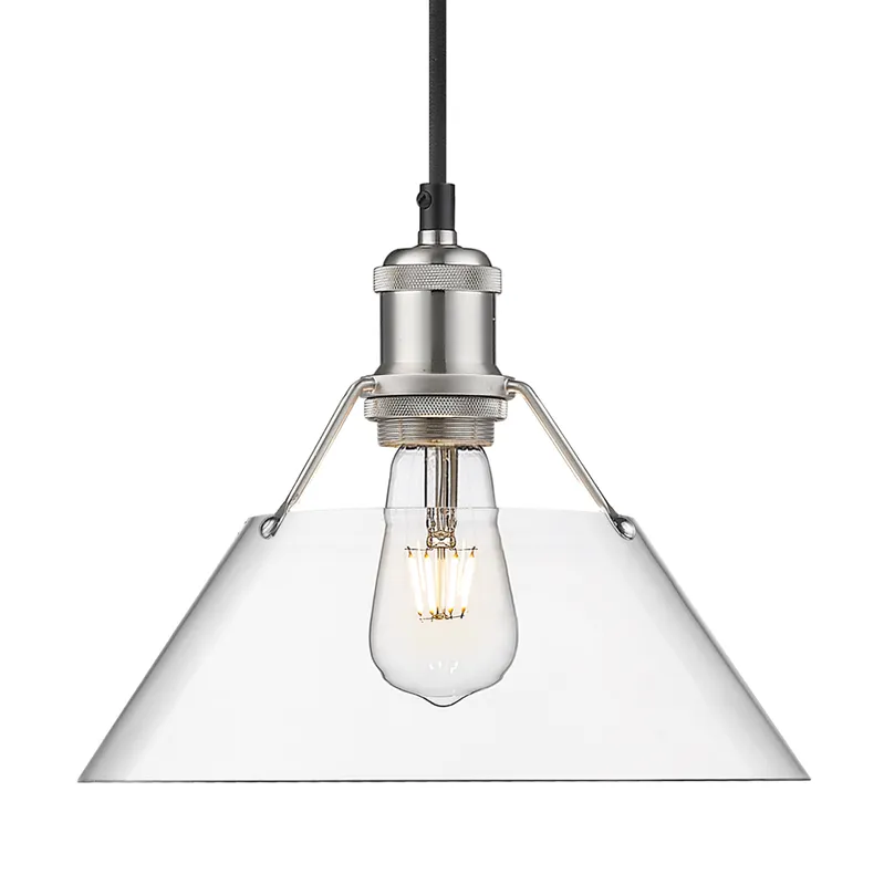 Yep by Golden Lighting Orwell 1-light 10in Pendant in Pewter and Clear Glass — Golden Lighting LED Pendant Lights  