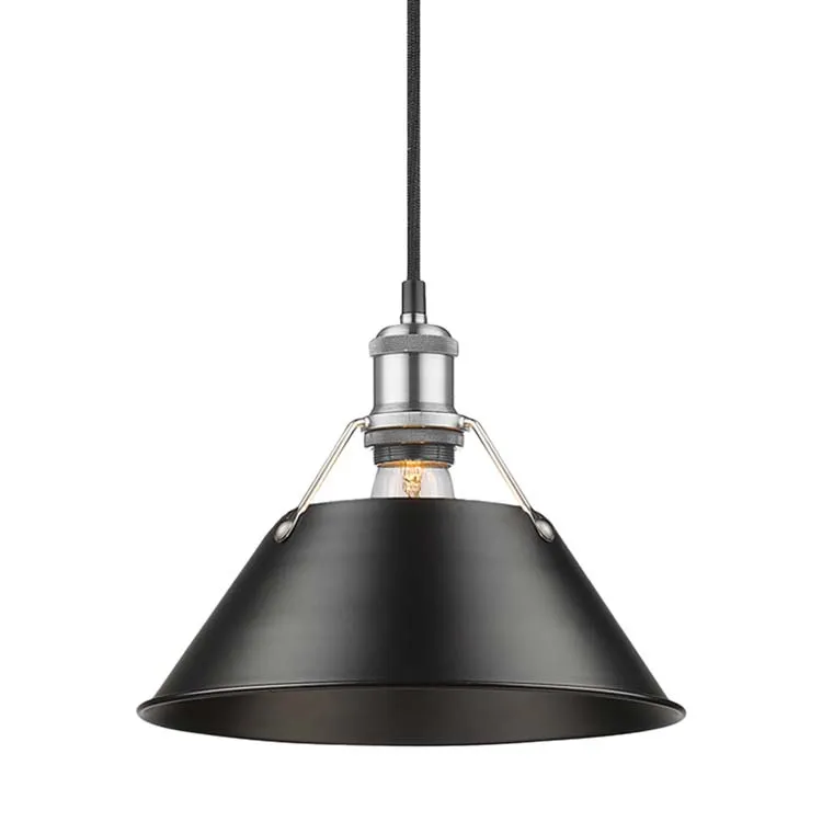 Yep by Golden Lighting Orwell 1-light 10in Pendant in Pewter and Matte Black shade — Golden Lighting LED Pendant Lights 100.0W 