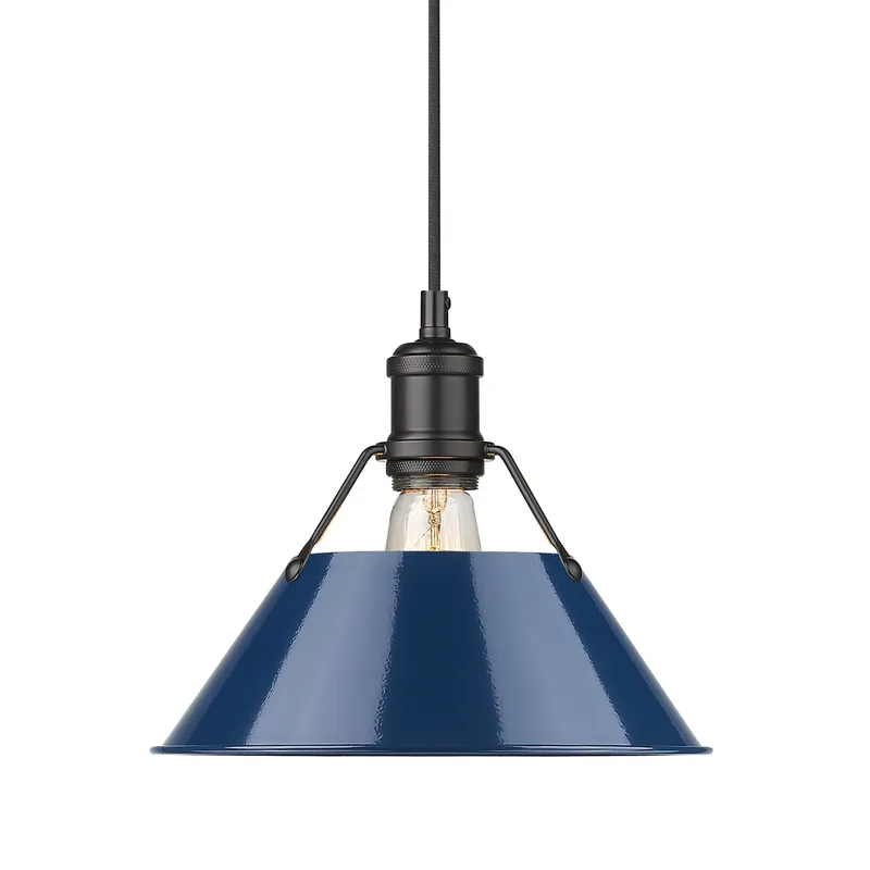 Yep by Golden Lighting Orwell 1-light 10in Pendant in Matte Black and Navy Blue shade — Golden Lighting LED Pendant Lights 100.0W 