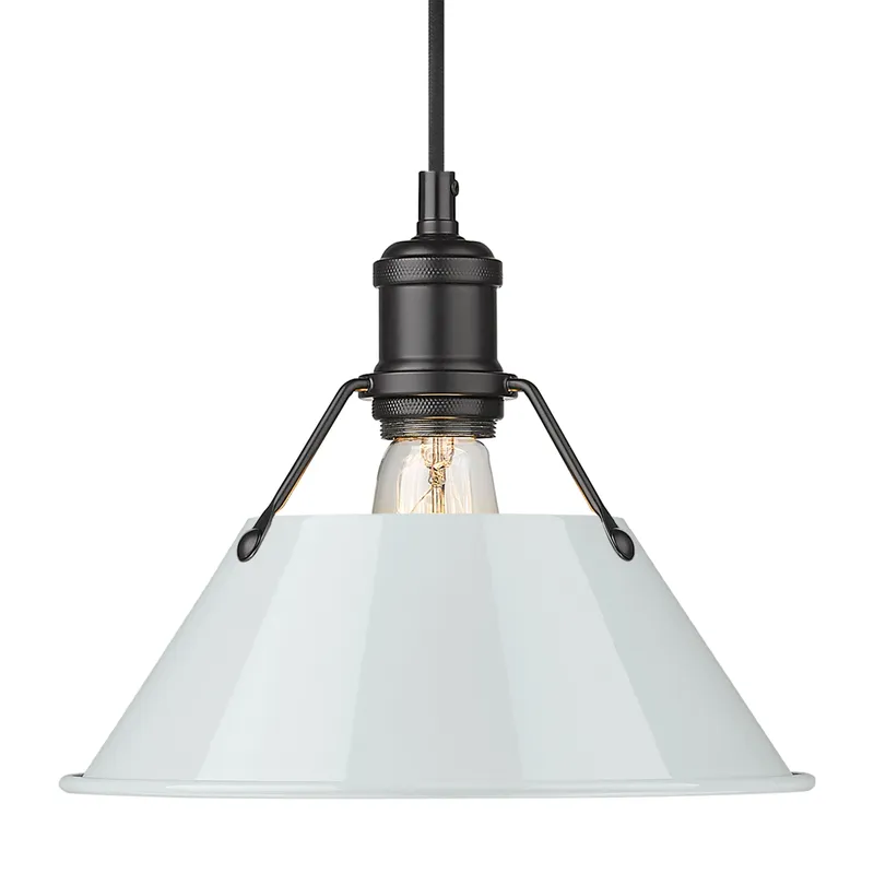 Yep by Golden Lighting Orwell 1-light 10in Pendant in Matte Black and Dusky Blue shade — Golden Lighting LED Pendant Lights  
