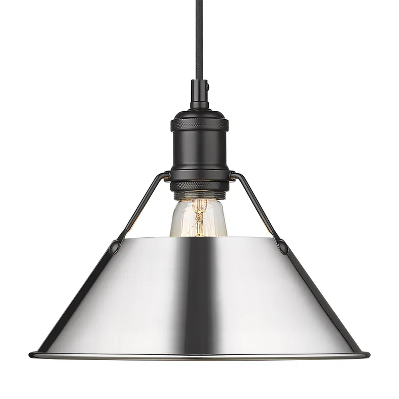 Yep by Golden Lighting Orwell 1-light 10in Pendant in Matte Black and Chrome shade — Golden Lighting LED Pendant Lights  