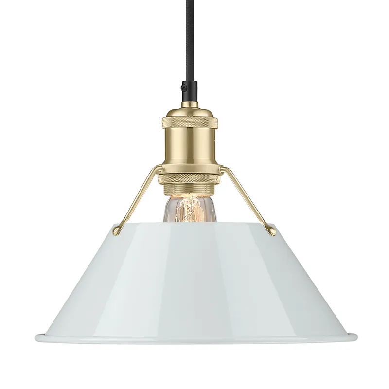 Yep by Golden Lighting Orwell 1-light 10in Pendant in Brushed Champagne Brass and Dusky Blue shade — Golden Lighting LED Pendant Lights 100.0W 