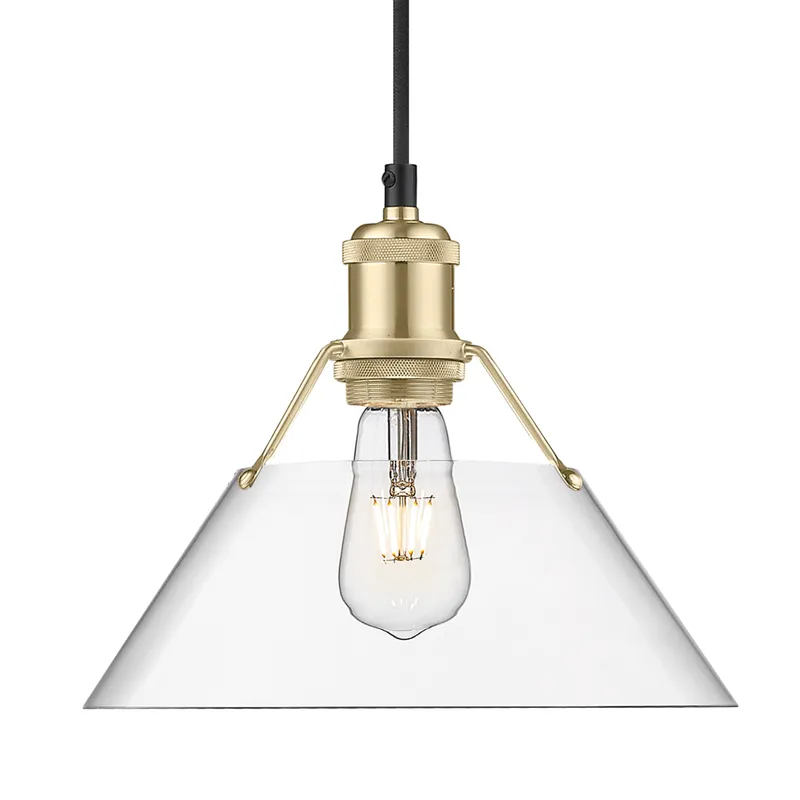 Yep by Golden Lighting Orwell 1-light 10in Pendant in Brushed Champagne Brass and Clear Glass — Golden Lighting LED Pendant Lights  