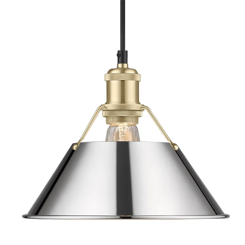 Yep by Golden Lighting Orwell 1-light 10in Pendant in Brushed Champagne Brass and Chrome shade — Golden Lighting LED Pendant Lights  