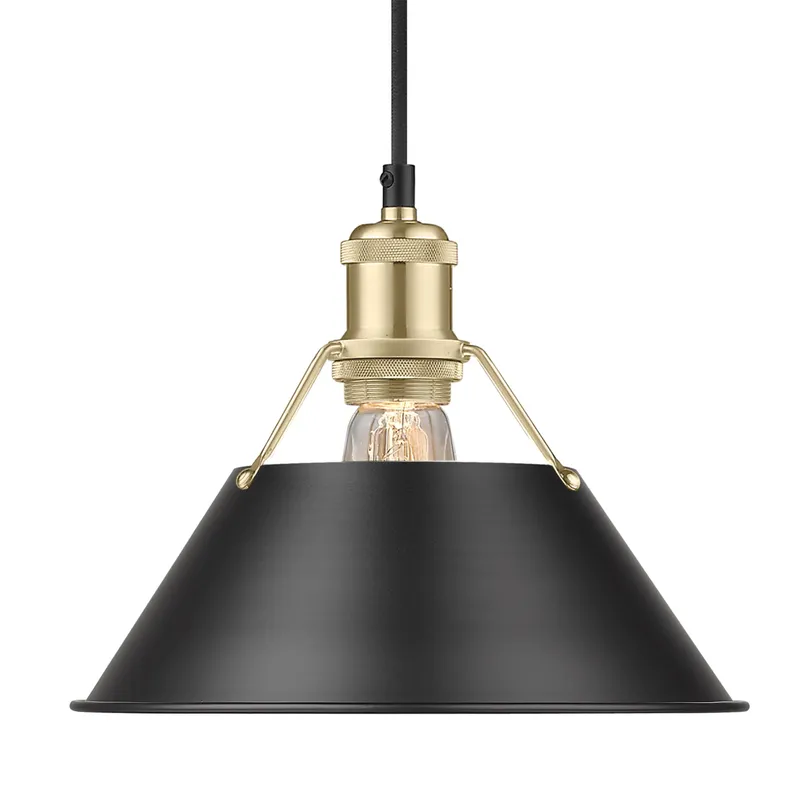 Yep by Golden Lighting Orwell 1-light 10in Pendant in Brushed Champagne Brass and Matte Black shade — Golden Lighting LED Pendant Lights  
