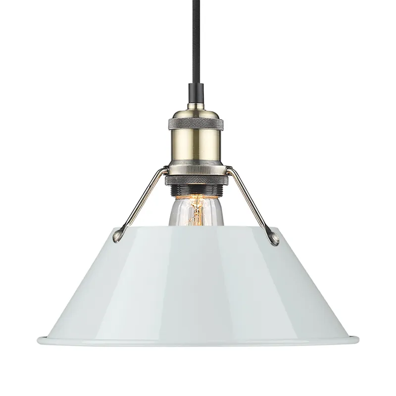 Yep by Golden Lighting Orwell 1-light 10in Pendant in Aged Brass and Dusky Blue shade — Golden Lighting LED Pendant Lights  