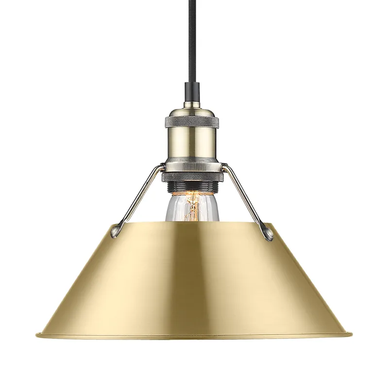 Yep by Golden Lighting Orwell 1-light 10in Pendant in Aged Brass and Brushed Champagne Brass shade — Golden Lighting LED Pendant Lights 100.0W 