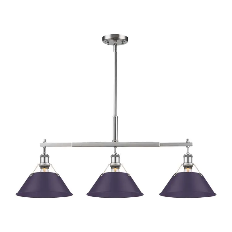 Yep by Golden Lighting Orwell 3-light Island Light in Pewter and Exotic Purple shade — Golden Lighting LED Pendant Lights  