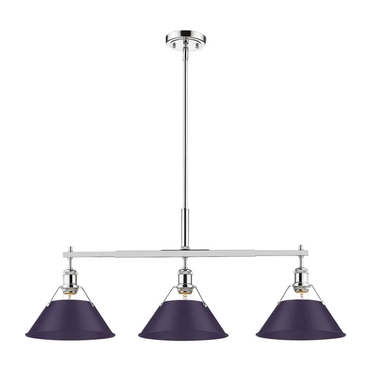 Yep by Golden Lighting Orwell 3-light Island Light in Chrome and Exotic Purple shade — Golden Lighting LED Pendant Lights  