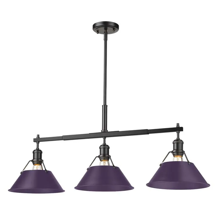 Yep by Golden Lighting Orwell 3-light Island Light in Matte Black and Exotic Purple shade — Golden Lighting LED Pendant Lights  
