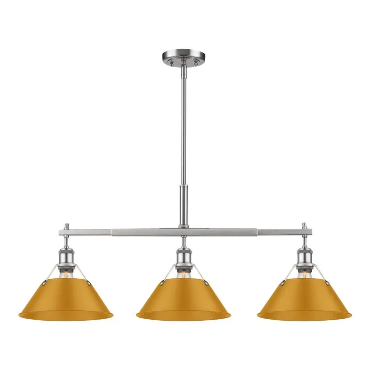 Yep by Golden Lighting Orwell 3-light Island Light in Pewter and Auric Yellow shade — Golden Lighting LED Pendant Lights  