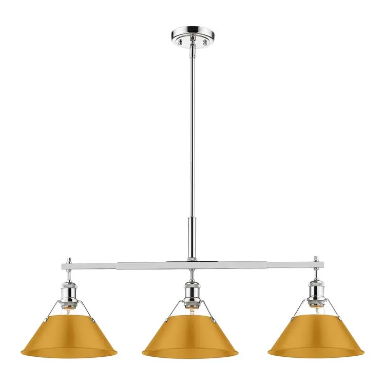 Yep by Golden Lighting Orwell 3-light Island Light in Chrome and Auric Yellow shade — Golden Lighting LED Pendant Lights  