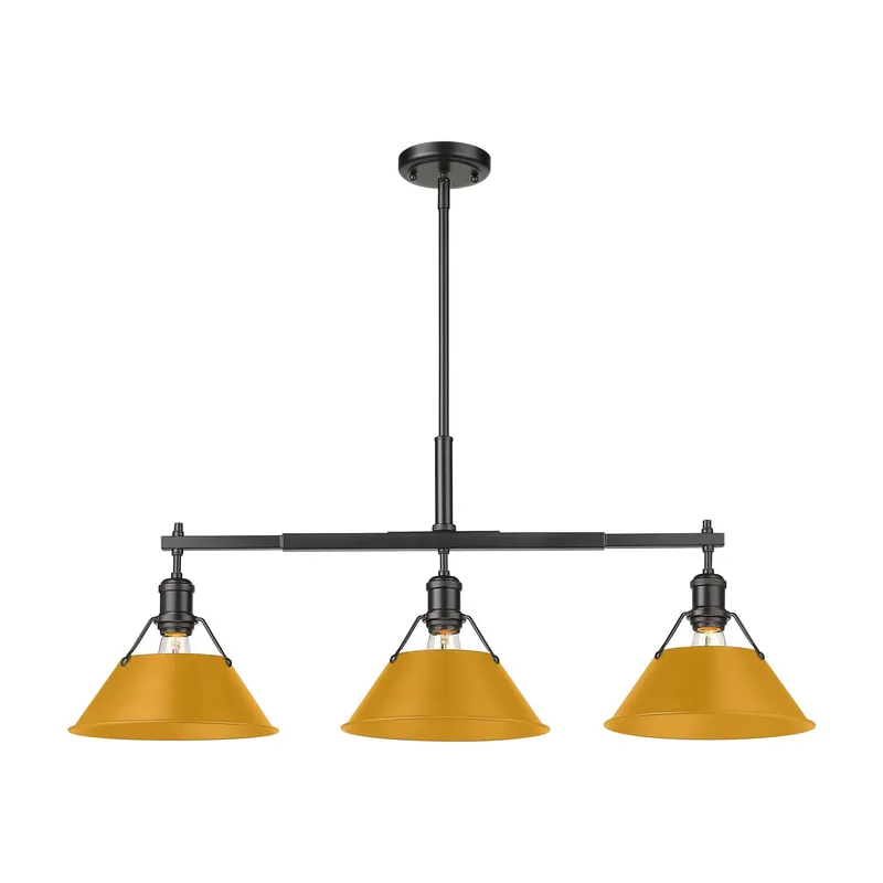 Yep by Golden Lighting Orwell 3-light Island Light in Matte Black and Auric Yellow shade — Golden Lighting LED Pendant Lights  