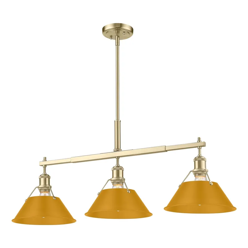 Yep by Golden Lighting Orwell 3-light Island Light in Brushed Champagne Brass and Auric Yellow shade — Golden Lighting LED Pendant Lights  