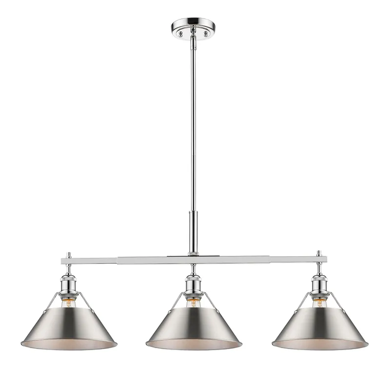 Yep by Golden Lighting Orwell 3-light Island Light in Chrome and Pewter shade — Golden Lighting LED Pendant Lights  