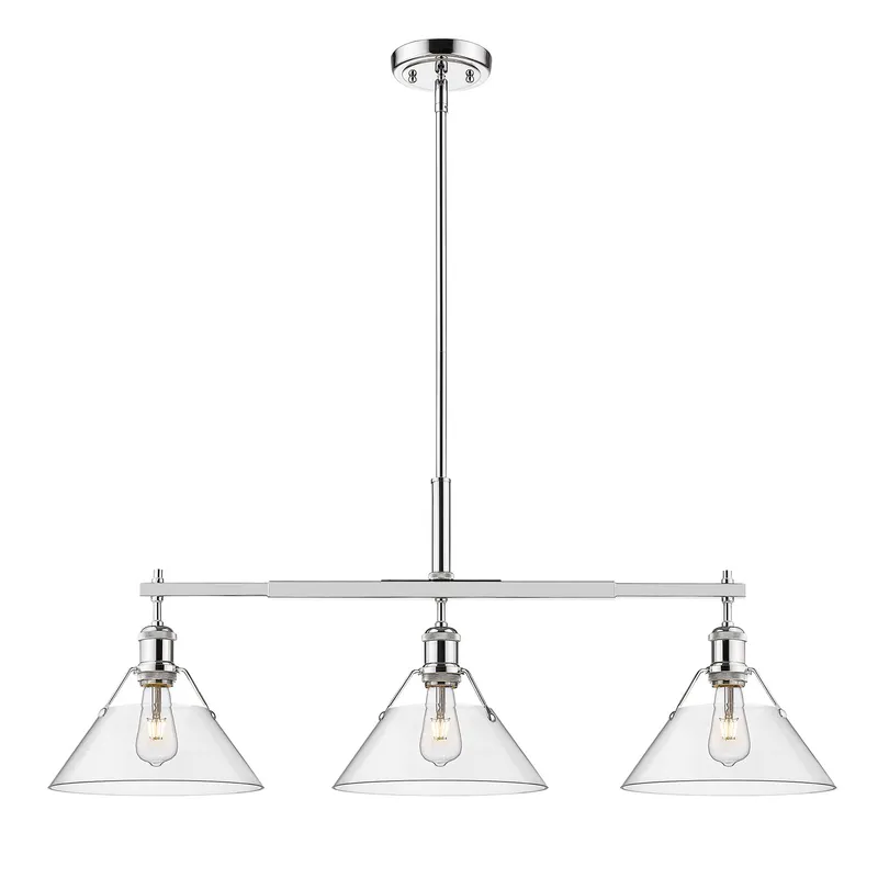 Yep by Golden Lighting Orwell 3-light Island Light in Chrome and Clear Glass — Golden Lighting LED Pendant Lights  