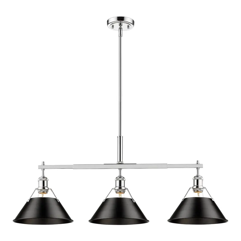 Yep by Golden Lighting Orwell 3-light Island Light in Chrome and Matte Black shade — Golden Lighting LED Pendant Lights 100.0W 