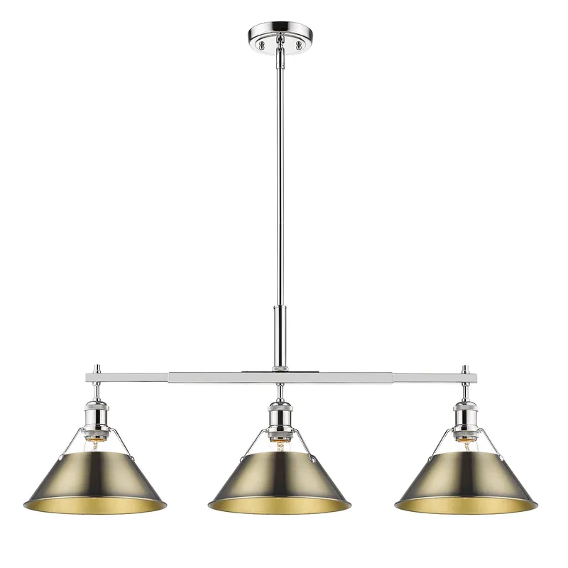 Yep by Golden Lighting Orwell 3-light Island Light in Chrome and Aged Brass shade — Golden Lighting LED Pendant Lights  