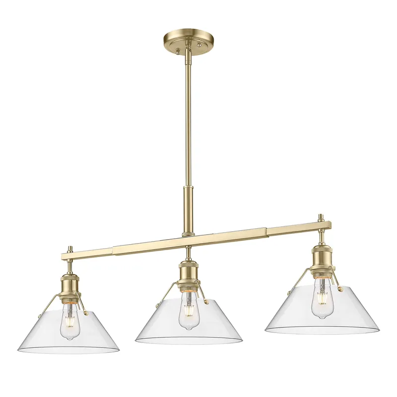 Yep by Golden Lighting Orwell 3-light Island Light in Brushed Champagne Brass and Clear Glass — Golden Lighting LED Pendant Lights 100.0W 
