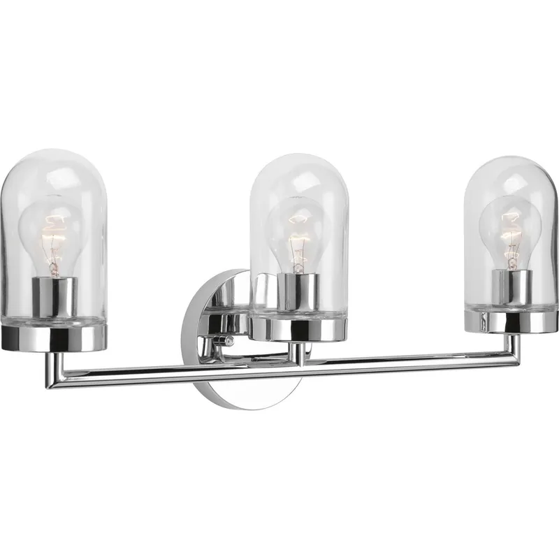 Signal Collection Three-Light Clear Glass Bath Vanity Light — Progress Lighting LED Wall Lights  