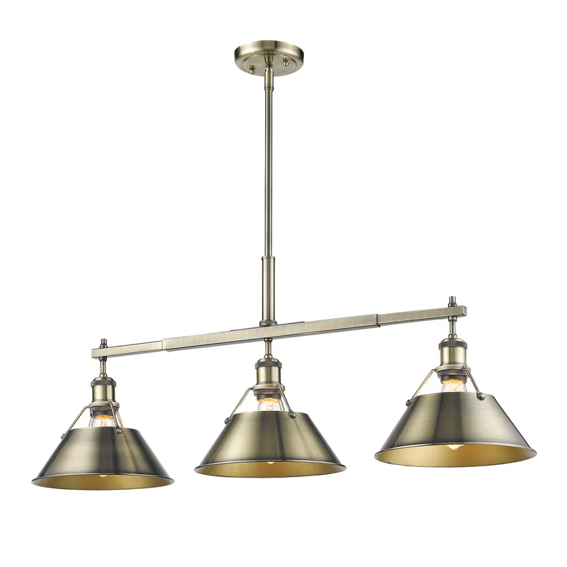 Yep by Golden Lighting Orwell 3-light Island Light in Aged Brass — Golden Lighting LED Ceiling Lights  